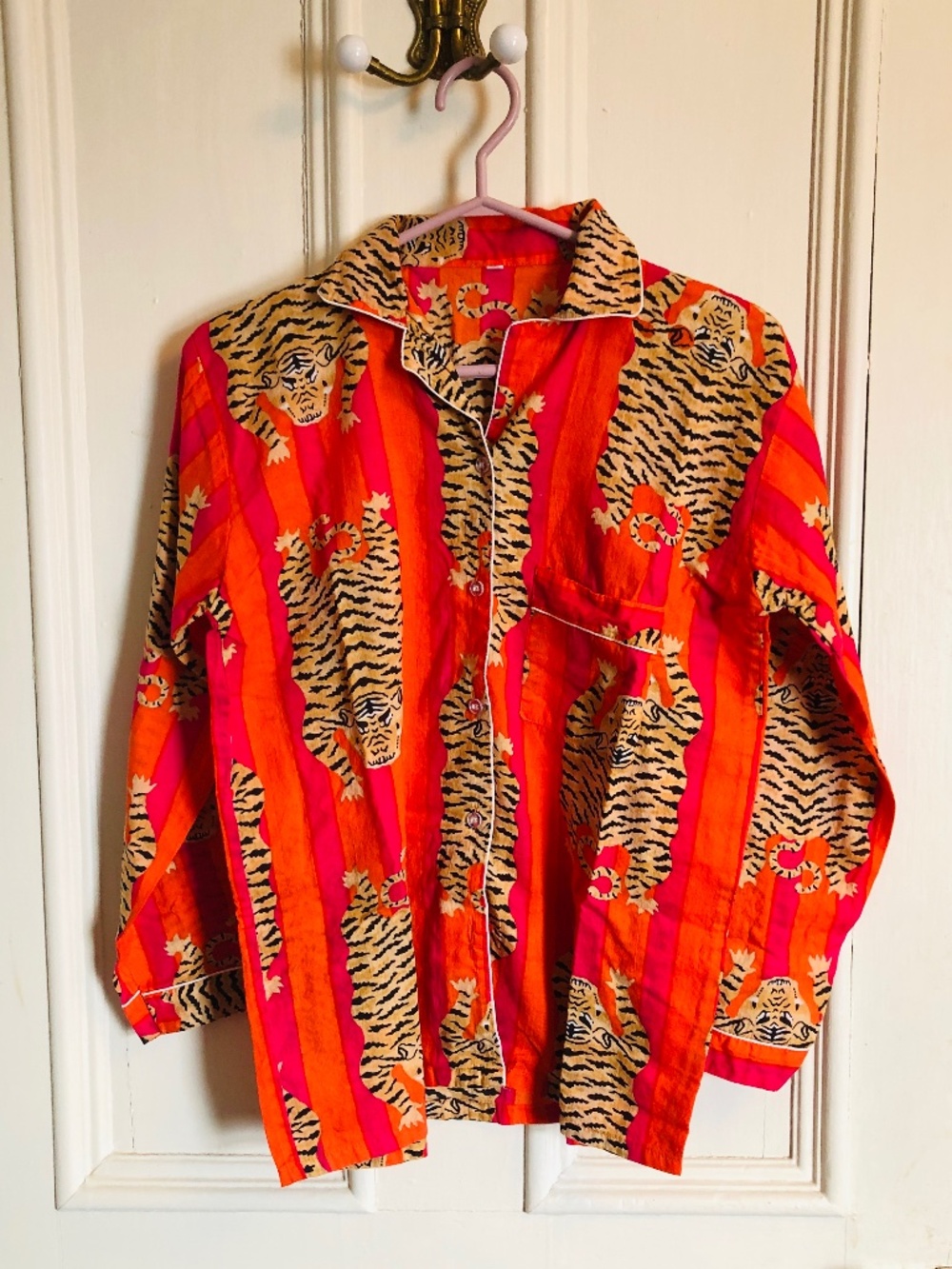 Vibrant Tiger Print Cotton Shirt